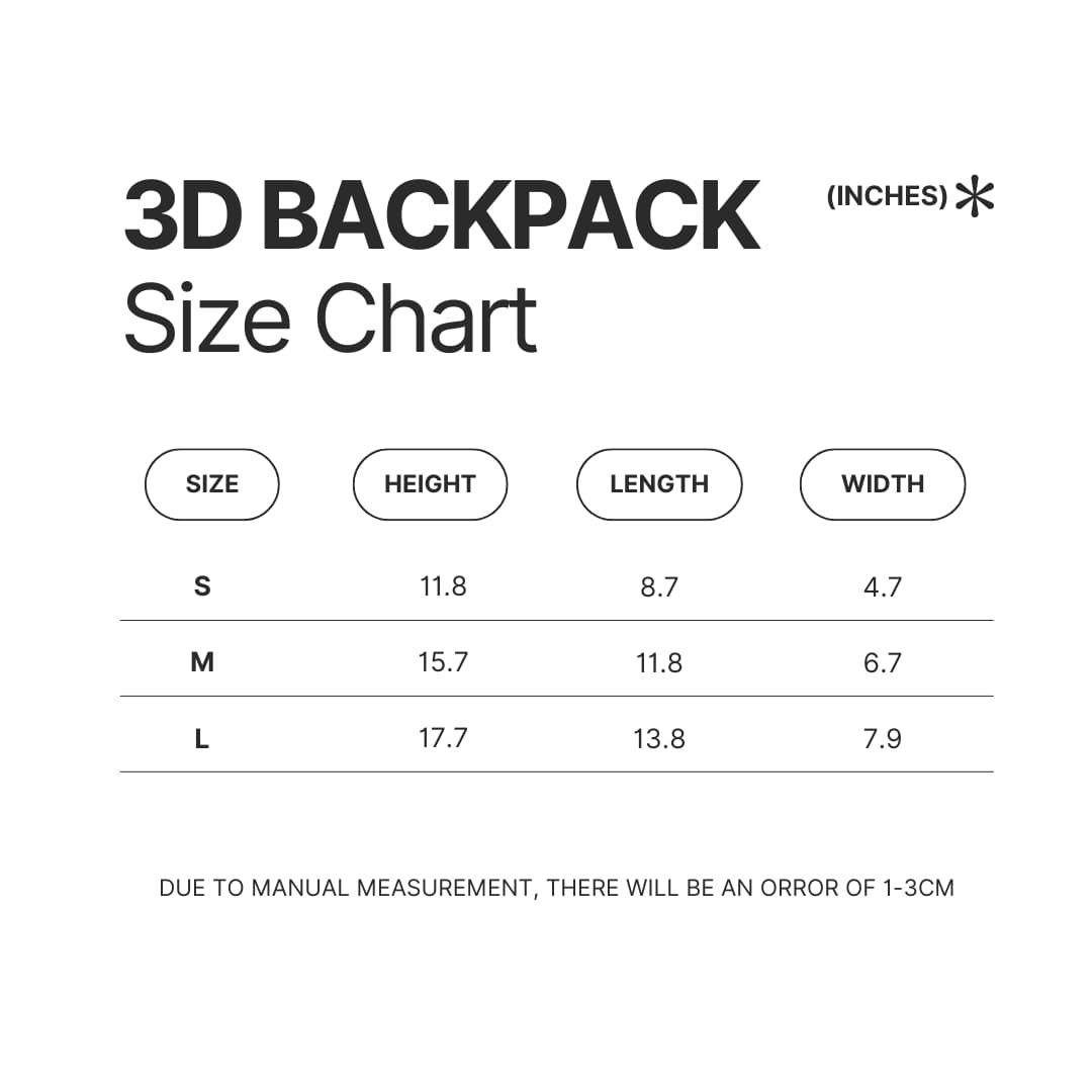 3D Backpack Size Chart - Dorohedoro UK Shop