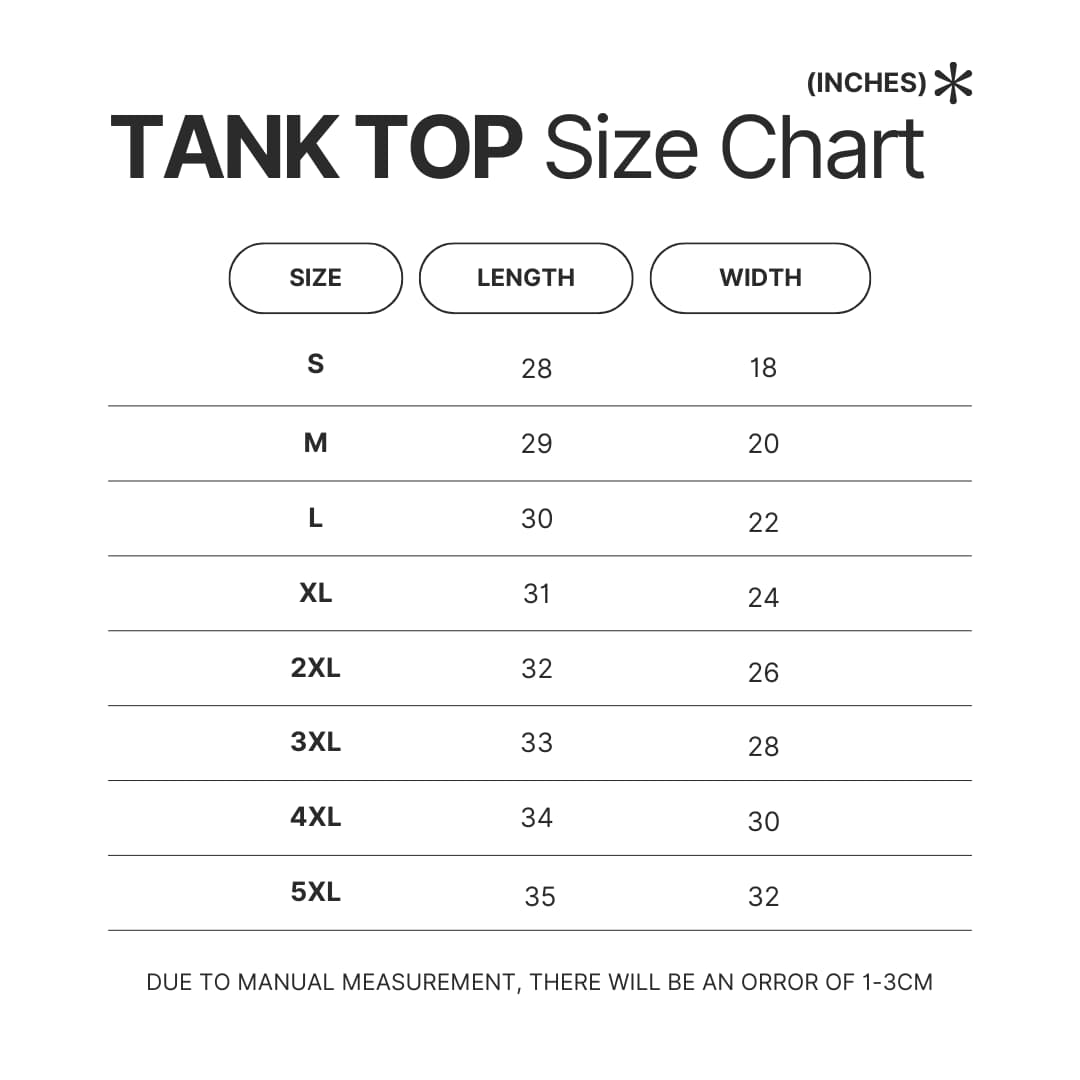 Tank Top Size Chart - Dorohedoro UK Shop