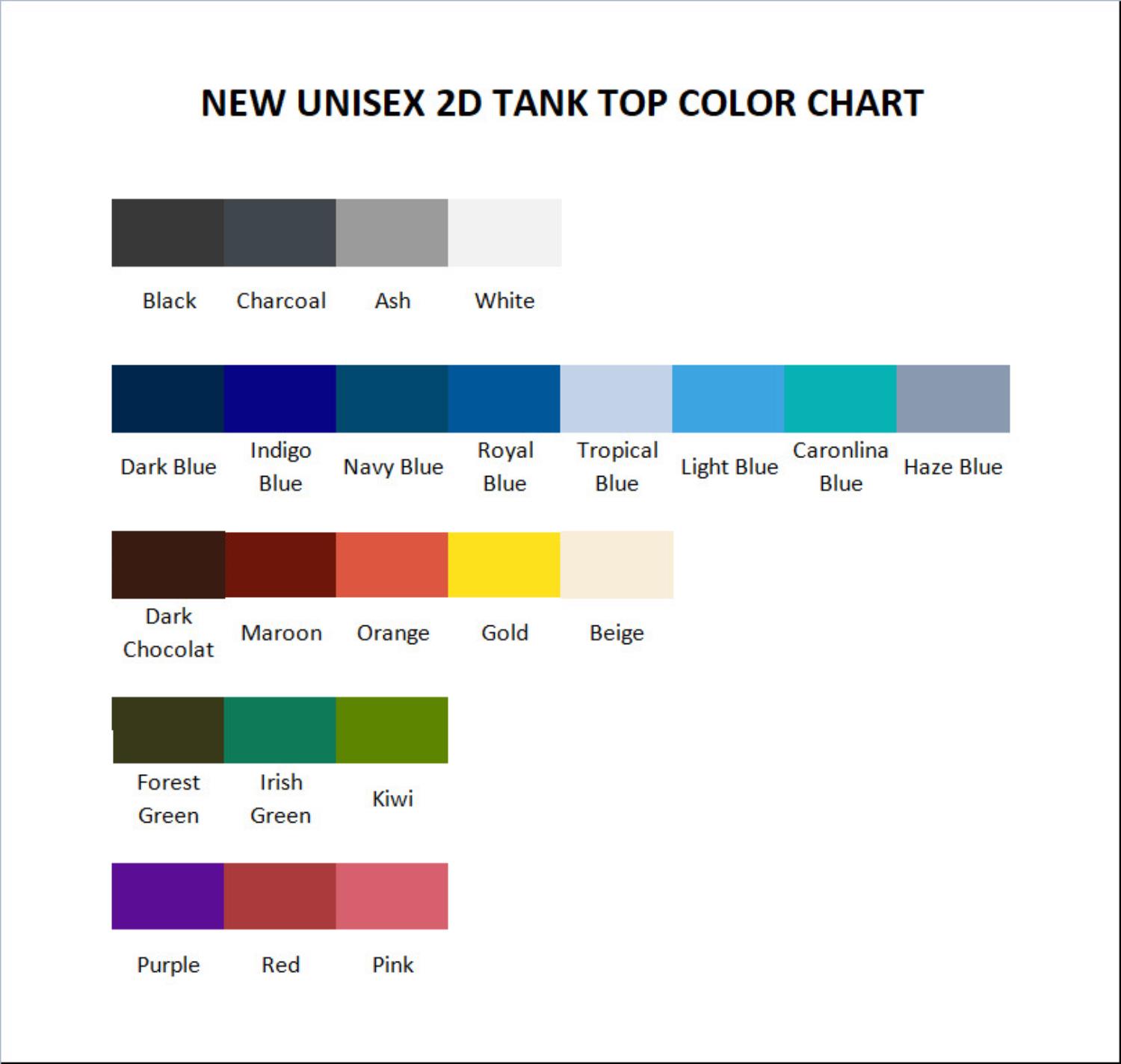 tank top color chart - Dorohedoro UK Shop