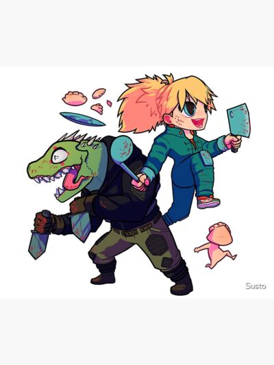 Alternative view of Nikaido And Kaiman Dorohedoro Throw Pillow